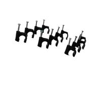Clips de câble à clouer, 100 pièces, serre-fil circulaire 12 14 for la gestion des câbles, en plastique forme C noir avec clous fixation(12mm)