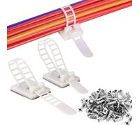 Clips de Câble, Clips de Câbles Réglables -30 Pièces/2 tailles, Adhesive, Ajustables, Matériau en nylon, Organiseur de Fils Electriques pour Câbles Ethernet et Système de Gestion de Câbles pour TV, PC
