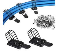 Clips de Câble, Clips de Câbles Réglables -50 Pièces/2 tailles, Adhesive, Ajustables, Matériau en nylon, Organiseur de Fils Electriques pour Câbles Ethernet et Système de Gestion de Câbles pour TV, PC