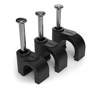 Clips de Câble Noirs Ronds de 9mm, Paquet de 100 - Pour Une Gestion Efficace des Câbles - Punaises de Câble pour Câbles électriques/Ethernet Muraux, Pinces à Ongles