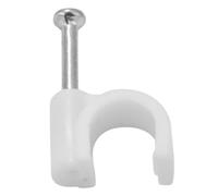 Clips de câble Ronds 300 agrafes for câbles, fixation murale, clous, 7 mm, blanc