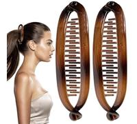 Clips de cheveux de banane pour femmes, pince à cheveux de banane | Clips à cheveux doubles porte-queues de cheval Barrettes,2x accessoires de style classiques non glissants, tenue forte pour les styl