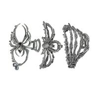 Clips de cheveux d'Halloween - Clip à griffe goth | Crilaw Creative Goth Metal Claw | 3 pièces décoratives SPOOKY SPIDER SKELETON CHILS Clips For Women Girls Fall Farty Cosplay Stage Performance Schoo