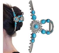 Clips de cheveux occidentaux, pince à cheveux turquoise vintage, 4, 5 pouces de griffe supplémentaire, clips griffe occidentale non folie pour femmes filles épaisses