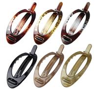 Clips de cheveux plats pour femmes 6pcs Classic French Oval Hair Barrette vintage Twist Ponytail Holders Strong Hold Clips Plastic Accessoires pour femmes et filles..