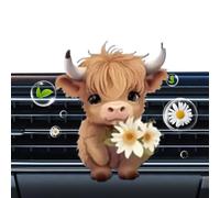 Clips de désodorisant, diffuseur de parfum pour voiture, clip d'aération - Acrylique 2D - En forme de vache des hautes terres - Diffuseur d'aromathérapie pour SUV et berline