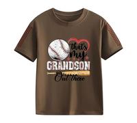 Clips de fermeture pour filles et pour le printemps, et impression créative de baseball 2D, rétro personnalisé, ample et confortable, t-shirts décontractés à manches courtes pulls femmes, marron, 3-4