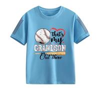 Clips de fermeture pour filles et pour le printemps, et impression créative de baseball 2D, rétro personnalisé, ample et confortable, t-shirts décontractés à manches courtes pulls femmes, bleu clair