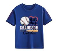Clips de fermeture pour filles et pour le printemps, et impression créative de baseball 2D, rétro personnalisé, ample et confortable, t-shirts décontractés à manches courtes pulls femmes, bleu, 8-9