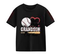 Clips de fermeture pour filles et pour le printemps, et impression créative de baseball 2D, rétro personnalisé, ample et confortable, t-shirts décontractés à manches courtes pulls femmes, Noir , 8-9
