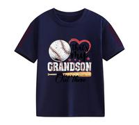 Clips de fermeture pour filles et pour le printemps, et impression créative de baseball 2D, rétro personnalisé, ample et confortable, t-shirts décontractés à manches courtes pulls femmes, Marine, 3-4