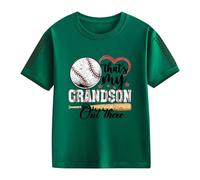 Clips de fermeture pour filles et pour le printemps, et impression créative de baseball 2D, rétro personnalisé, ample et confortable, t-shirts décontractés à manches courtes pulls femmes, vert, 12-13