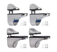 Clips de fixation pour verre, Silver Glass Shelf Support Clamps For 5-25mm Glass Pack Of 4