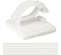 Clips de Gestion des Câbles Autocollants, 100 Pièces, Blanc, Câble jusqu'à Ø 10 mm, Organisation Cable pour TV, PC, Laptop, Lan et Cables de chargement, Attache Câbles, Serre-Câbles, Sangles de câbles