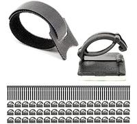 Clips de Gestion des Câbles Autocollants et Sangle scratch Réutilisable avec Boucle pour Organiser les Câbles, 50 + 50 Pièces, Noir, Organisation Cable pour TV, PC, Laptop, Sangles câbles électriques