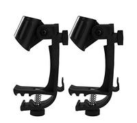Clips de Microphone à Tambour Réglable en Plastique Antichoc Pince de Tambour Pratique Porte-micro Supports Portable Pince de Serrage de Microphone 1 Paire (Noir)