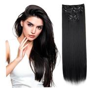 Clips d'extension de cheveux 6 pcs Clip dans l'extension de cheveux 24 pouces Clip dans l' Coiffes Coiffes Longs Pièces pour les femmes, doux raide les extensions ch