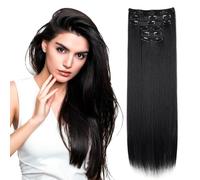 Clips d'extension de cheveux, 6pcs 24 pouces Clip dans l'extension de cheveux Pièces de cheveux longs pour les femmes, clip doux raide dans les extensions de cheveux humaines style 1, Clips d'extensi