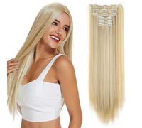 Clips d'extension de cheveux 6pcs Clip dans l'extension de cheveux 24 pouces Clip dans l' Longs Pieces pour femmes, doux en extensions humains Style 2