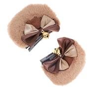 Clips d'oreilles d'ours Bowknot Bells Clip sur les oreilles d'ours pour les filles Femmes mignonnes ours Clips de cheveux Clips de tête moelleux avec clip mignon Clips de cheveux