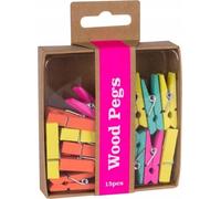 Clips en bois, 15pcs, set APLI Fluor Collection mix colours