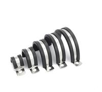 Clips en caoutchouc doublés P, 2 pièces 8-50MM 304 en acier inoxydable doublé de caoutchouc U Clips câble montage tuyau collier serrage(10MM 2PCS)