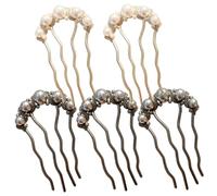 Clips en forme de U, épingles à cheveux en perles pour femmes, 5 pièces, peigne torsadé français, accessoires vintage, peigne à cheveux en alliage en forme de U pour chignons mariage, style mar