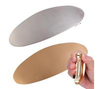 Clips français pour les cheveux, clips plats pour les cheveux épais | Grands barrettes sans glissement - Gold Silver Metal Oval Hair Barrettes Clips français pour les événements officiels du bal de ma