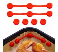 Clips Magnétiques en Silicone pour Friteuse à Air Chaud, Fixation Sécurisée du Papier Cuisson, Résistants à la Chaleur, Set de 4 Magnets + 2 Clips (2sets), Silicone Alimentaire Rouge