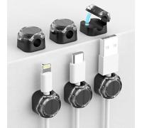 Clips magnétiques pour câbles, 6 pièces, organisateur de câbles à forte adhérence pour bureau, ordinateur, table de nuit, cuisine, mur, transparent, multicolore, support de câble pour chargeurs de