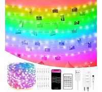 Clips photo LED 5 m synchronisation musicale changement de couleur, chaîne LED RVB, télécommande 40 touches, microphone intégré, Smart Alexa Google Home Tuya, lumières LED contrôlées par application