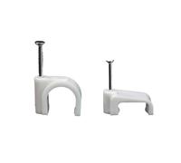 Clips pour câbles, Attaches-câbles en plastique PE, clous acier, lot de 100, blanc, tailles multiples(Square 10mm)