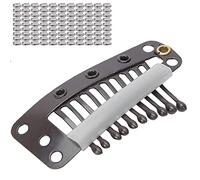 Clips pour les Extensions de Cheveux, 10 Dents Clip de Perruque, Clip à Pression en Acier Inoxydable 3,7 X 1,8 Cm Matériau en Caoutchouc, 100pcs pour les Extensions de Cheveux et