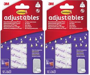 Clips repositionnables Command Adjustables (12 clips + 24 languettes/boîte) 17840CLR-12 (Lot de 2)