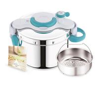 Clipsominut'Easy+Bleu 6L Poignées Rabattables Cocotte-Minute Inductionlivre De 100 Recettes Autocuiseur Inox Fabriqué En France