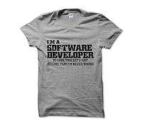 Clique Clothing I'm a Software Developer Let's Just Assume I'm Never Wrong T-Shirt (Grey, M)