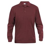 Clique Clothing Polo à manches longues en coton, pour homme, coupe classique, poids moyen, 11 couleurs, XS-5XL - rouge - XX-Large