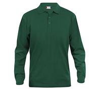 Clique Clothing Polo à manches longues en coton, pour homme, coupe classique, poids moyen, 11 couleurs, XS-5XL - vert - Large