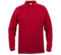 Clique Clothing Polo à manches longues en coton, pour homme, coupe classique, poids moyen, 11 couleurs, XS-5XL - rouge - Medium