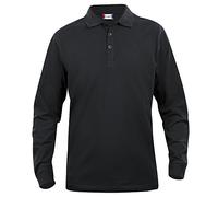 Clique Clothing Polo à manches longues en coton, pour homme, coupe classique, poids moyen, 11 couleurs, XS-5XL - noir - XXXX-Large