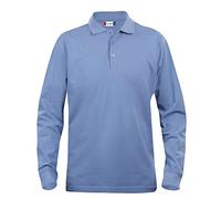 Clique Clothing Polo à manches longues en coton, pour homme, coupe classique, poids moyen, 11 couleurs, XS-5XL - bleu - Medium