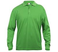 Clique Clothing Polo à manches longues en coton, pour homme, coupe classique, poids moyen, 11 couleurs, XS-5XL - vert - X-Large