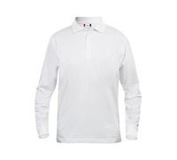 Clique Clothing Polo à manches longues en coton, pour homme, coupe classique, poids moyen, 11 couleurs, XS-5XL - blanc - Large