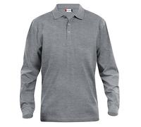 Clique Clothing Polo à manches longues en coton, pour homme, coupe classique, poids moyen, 11 couleurs, XS-5XL - gris - X-Large