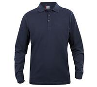 Clique Clothing Polo à manches longues en coton, pour homme, coupe classique, poids moyen, 11 couleurs, XS-5XL - bleu - XXXX-Large