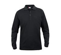 CLIQUE - Polo à manches longues Basic Polo L/S Junior enfant fille automne hiver avec poignets en différentes tailles et couleurs, Noir , 12-14 ans
