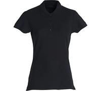 CLIQUE - Polo t-shirt demi-manches pour femme Basic Polo Mesdames slim fit avec boutons en coton printemps/été en différentes couleurs et tailles, Noir , Large