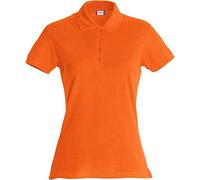 Clique - Polo t-shirt demi-manches pour femme Basic Polo Mesdames slim fit avec boutons en coton printemps/été en différentes couleurs et tailles (orange XL), Orange rouge