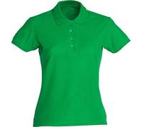 Clique Polo Piquet Demi Manche 4 Boutons Ton sur Ton Ruban parasudore. Fentes latérales, Vert pomme, Large