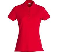 CLIQUE - Polo t-shirt demi-manches pour femme Basic Polo Mesdames slim fit avec boutons en coton printemps/été en différentes couleurs et tailles, rouge, Medium